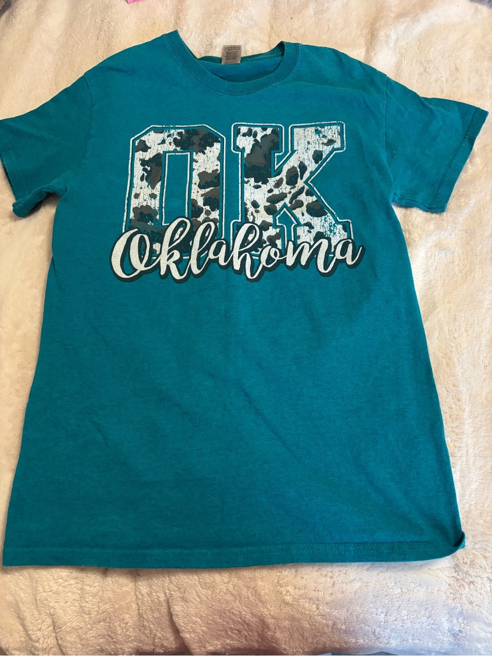 Gildan Teal Oklahoma 'OK' Graphic Short Sleeve Tee